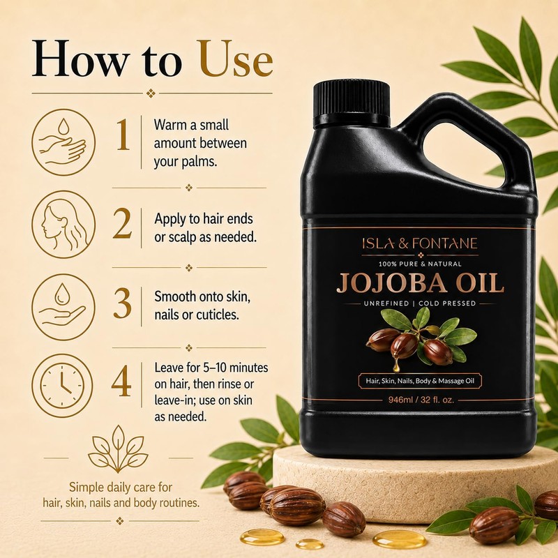 Jojoba Oil, 100% Pure, Cold Pressed, Unrefined, 32 fl oz