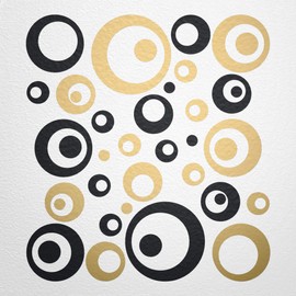 WANDfee® Wall Tattoo, Circles, Dots, 50 Stickers, Colour Choice For Children's Bedroom, Living Room, Hallway, Bathroom, Kitchen, Tile Stickers, gold