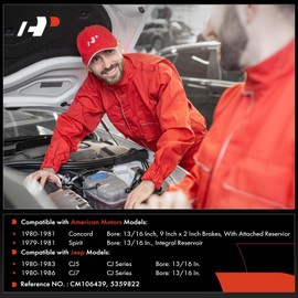 A-Premium Clutch Master Cylinder with Reservoir Compatible with American Motors Concord 1980-1981, Spirit 1979-1981 & Jeep CJ5 1980-1983, CJ7 1980-1986, Replace# 5359822