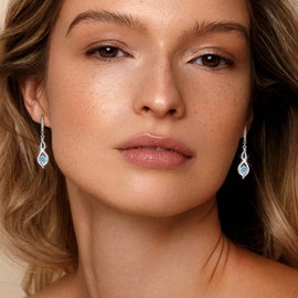 Blaniy Infinity Dangle Drop Earrings for Women 925 Sterling Silver March Birthstone Earrings Aquamarine Leverback Earring Jewelry Gifts for Women