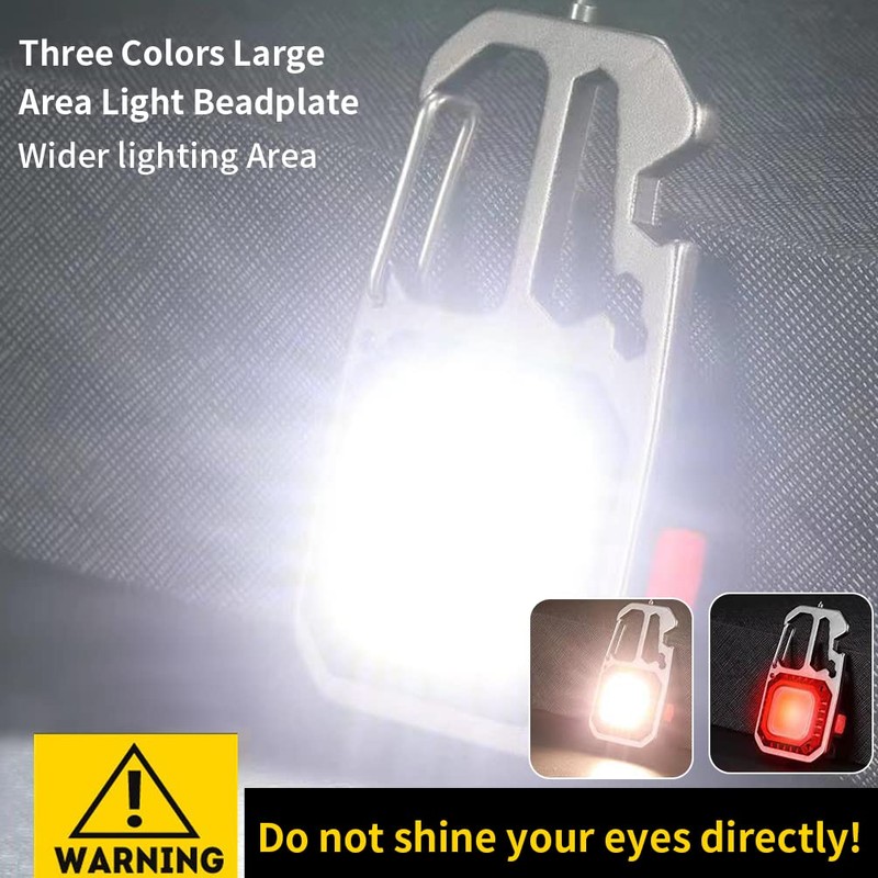 BY-J Cob Mini Flashlight Keychain Light, 500 Lumens Bright Rechargeable,