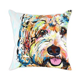 Redland Art Cute Pet Bichon Frise Dog Pattern Throw Pillow Covers Polyester Cushion Cover Cases Pillowcases Sofa Home Decor 18”x 18”Inch (45 x 45cm)