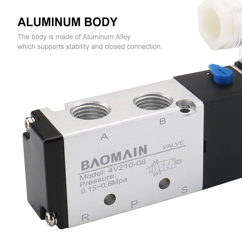 Baomain Pneumatic Air Control Solenoid Valve 4V210-08 DC 24V 5