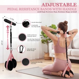 HIMESPORNER Multifunction Pedal Resistance Band with Handle and Ankle Straps, Figure 8 Resistance Band, Exercise Equipment for Waist, Arm, Core/ABS, Leg, Physical Therapy, Yoga, Pilates