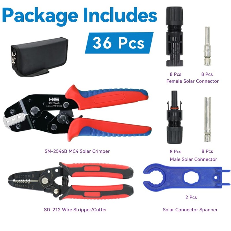 HKS Solar PV Panel Crimping Tool Kit with Crimper Stripper