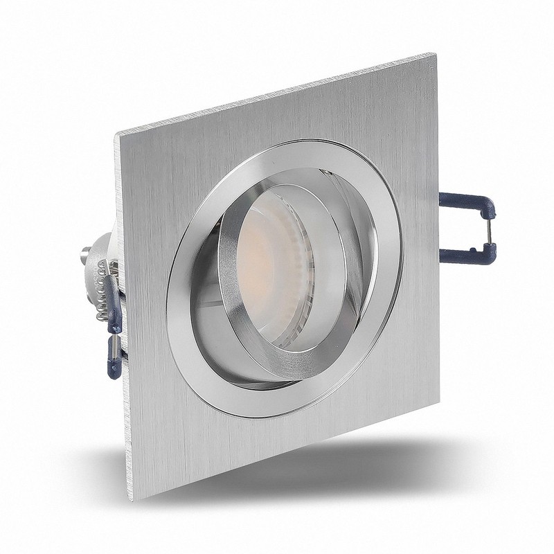Flush-Mounted Ceiling Light Adjustable Brushed Aluminium Square