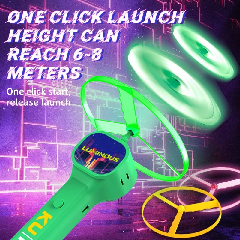 Red Led Light Up Pull String UFO Flying Saucer Disc