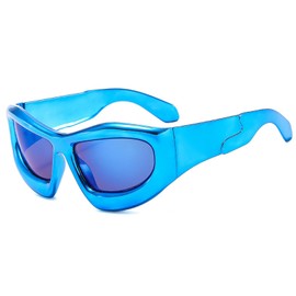 laureles Oversized Women's Y2K Sunglasses Blue Red Cat Sunglasses Men Vintage Driving Punk Sun Glasses (Blue)