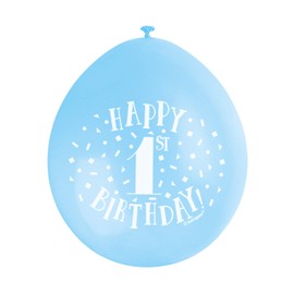 Happy 1st Birthday Blue Latex Balloons (22cm) Pack of 10 - Festive & Fun Party Decorations