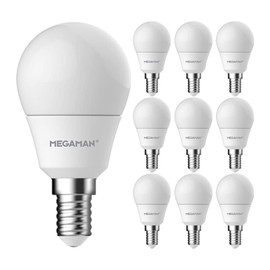 Megaman Pack of 10 x LED 711112 Dimmable Classic Opal Golf Ball E14 Small Screw 4000K Cool White 5.5W (10)