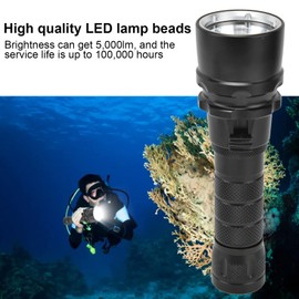 Dechoga Flashlight, Dibrite L25000lm, Stepless Dimming Diving Light, Vacuum Electroplating, IPX8 Waterproof Diving Flashlight