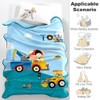 SYTTNUM Construction Throw Blanket, Cartoon Print Fluffy Fleece Blanket for