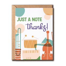 EdgarGifts Thank You Note Card - Music Thanks Card - Music Teacher Card - Musical Instrument Card - Funny Appreciation Card, 5 x 7 inches