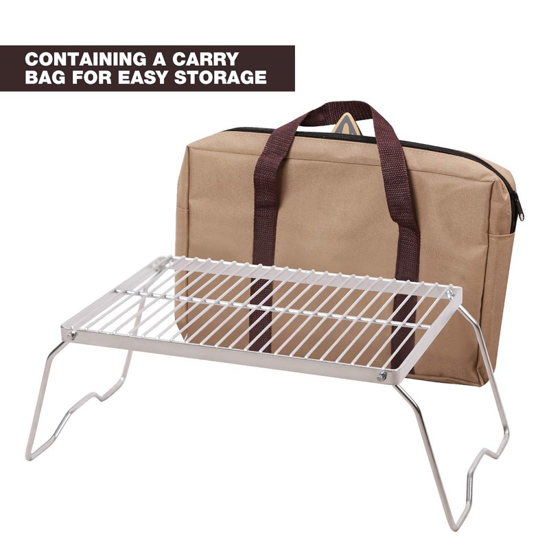 CAMPMAX Campfire Grill 304 Stainless Steel Grate, Folding Camping Grill