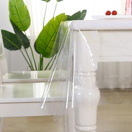 Clear PVC Table Protector, Clear Table Cover, Transparent Protect PE Tablecloths Protector Waterproof Oil-Proof, Rectangle Transparent Tablcloth for Indoor Outdoor (Clear Rectangular, 140x200cm)