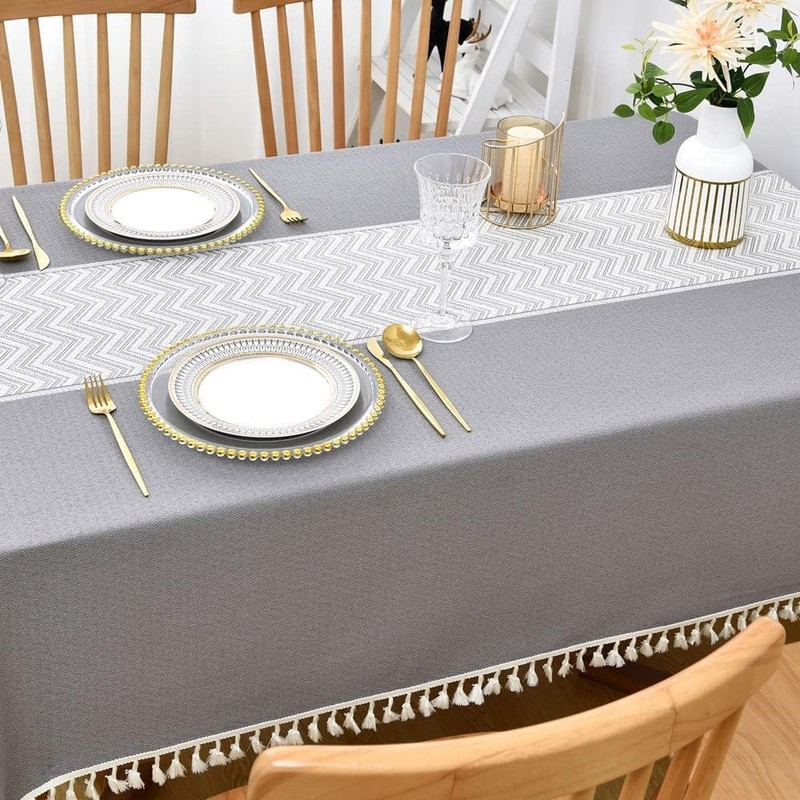 Yofori Heavy Duty Cotton Blend Tablecloth for Rectangular Tables Solid