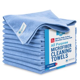 MW Pro Multi-Surface Microfiber Towel – 12 Pack | Premium Cleaning Cloth | Clean, Buff, Dust, Polish, Absorb | Large 16"x16" (Blue)