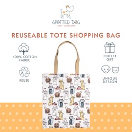 SPOTTED DOG GIFT COMPANY Canvas Tote Bag for Women, Reusable Shopping Bag, Thick Cotton Fabric Grocery Bag with Long Handles, Foldable with Cats Design, Gifts for Cat Lovers Owners 38 x 42 cm
