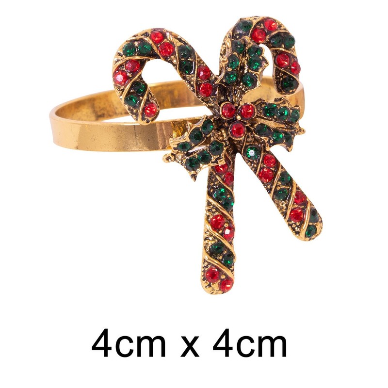 YöL Set Of 6 Deluxe Candy Cane Napkin Rings Christmas