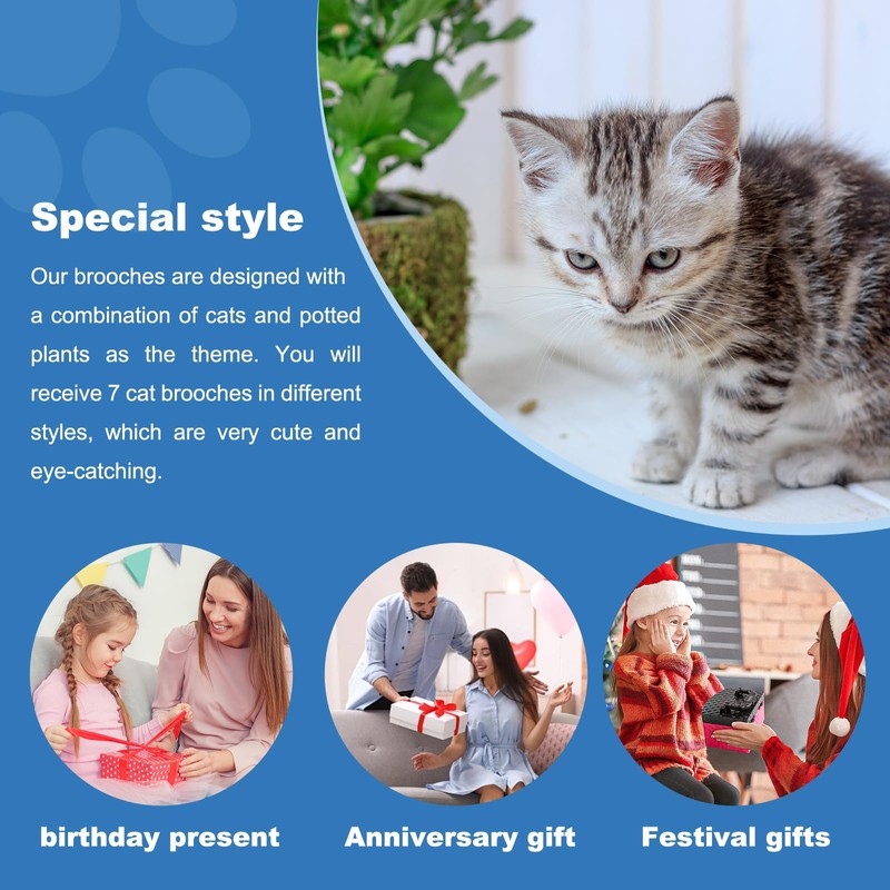 Pack of 7 Black Cat Enamel Lapel Pins, Cute Pin