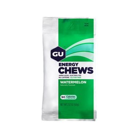 GU GU Energy Chews, Watermelon Energy Gummies with Electrolytes, Vegan, Gluten-Free, Kosher, Caffeine-Free, and Dairy-Free On-The-Go Energy for Any Workout, 12 Bags (24 Servings Total)