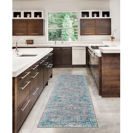 Linon Home Decor Products The Anywhere Washable Rug Shalonda Grey & Green 2' X 8' Runner Rug