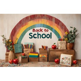 Kate Back to School Photography Backdrops Colorful Rainbow Students Photo Background Party Decorations, 7x5ft