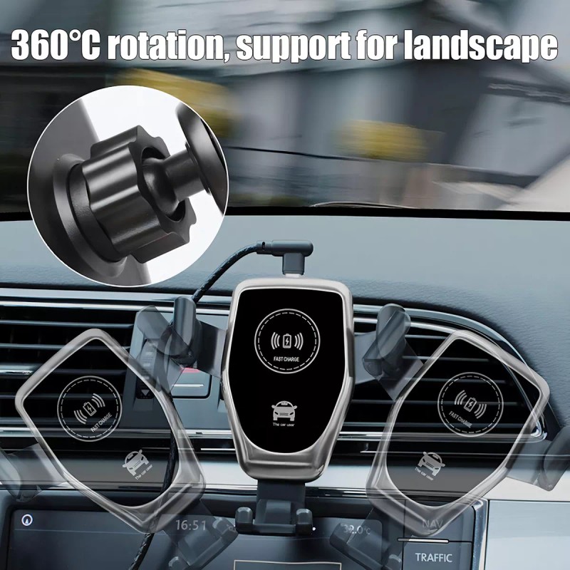 Ele-Gate Cargador Inalámbrico Carga Rápida De 10w Con Soporte Auto