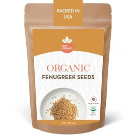 SPICY ORGANIC Fenugreek Seeds 4 lbs. - Whole Methi Seeds for Tea, Hair Care, and Indian Spice Cooking - USDA Certified Organic, Non-GMO, Gluten-Free. Packaged in a Resealable Pouch