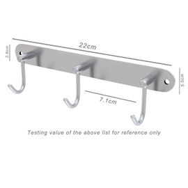 INTIRILIFE Stainless steel coat rack Modell C - 3 Hooks - coat hook rack wall mount wall hook wardrobe in 5 different designs