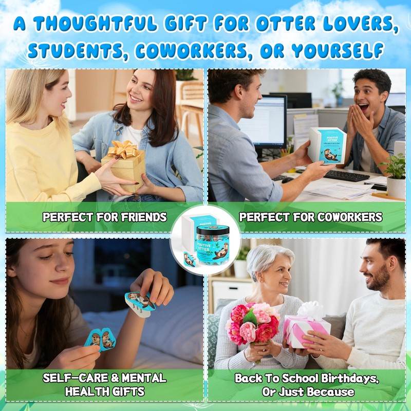 JULEASEL Positive Otter Cards Jar – 60 Cute Positive Affirmations