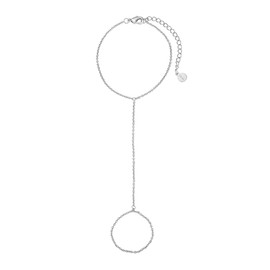 Silver Ring Hand Chain slave bracelet, Hand Jewelry bracelet for women (Silver, No Diamond)