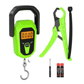 ORIA Fish Scale Digital, Fishing Scale with Ruler and Fish Gripper, Baggage Weighing Scale with Backlit LCD Display, Portable Scale for Outdoor Fishing (Green)
