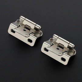 Ravinte 50 Pack 25 Pairs Semi-Overlay 1/2 inch Self-Closing Face Frame Cabinet Hinges Satin Nickel Half Wrap-Around Kitchen Cabinet Door Hinges Face Mount Cabinet Hardware