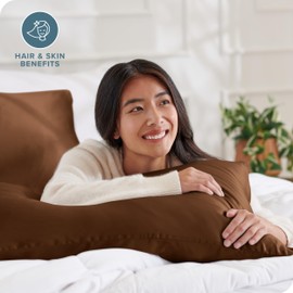 Bare Home 100% Mulberry Silk Pillowcase for Hair and Skin - Ultra Premium 6A Grade 19 Momme Silk Pillow Case - Hidden Zipper - Breathable Cooling Pillow Cover (Standard, Cocoa)