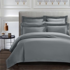 CASA BOLAJ DESIGNED TO DREAM Triomphe Collection 3 Pieces Do Not Include Filling Grey Color Queen Size Duvet Cover Set 100% Egyptian Cotton Sateen 400 Thread Count Luxury Handcraft(Grey,Queen)