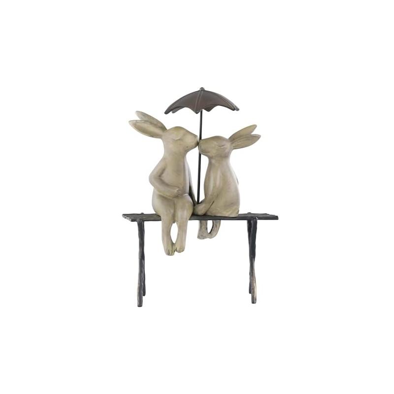 SPI Home 21107 Bunny Lovers on Bench Garden Decor