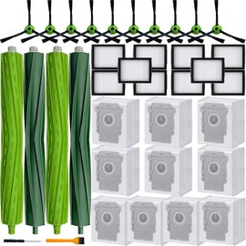 Replacement Parts for roomba i7 i7+ i3 i3+ i4 i4+ i5 i5+ i6 i6+ i8 i8+ j7 j7+/Plus j8 j8+ E5 E6 E7 Robot Vacuum Accessories,2 Rubber Roller 10 Filters 10 Side Brushes 10 Vacuum Bags