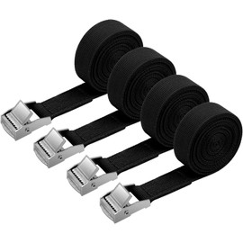 URAQT Tie Down Straps, 4 Pack Heavy Duty Tensioning Belts, 4M Adjustable Cargo Straps Ratchet Straps for Motorcycle, Cargo, Trucks, Trailer, Luggage, 250kg Loading Capacity, Quick Release (Black)