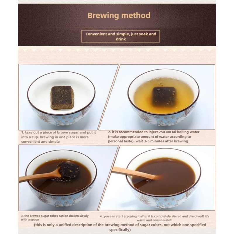 Handmade brown sugar cube, 8.64 ounces (245 grams), pure sucrose,