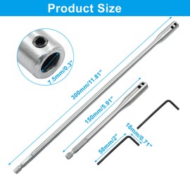 Piutouyar 4 Pcs 1/4 Inch Drill Bit Extension Set, 6 & 12 Inch Wood Spade Drill Bit Extensions with 2 Pcs Hex Key for Wood Furniture