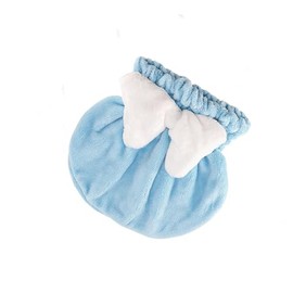 MHU Hair Drying Caps Bow Knot Quick Bath Drying Hat for All Hair Type, Blue