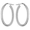 Kooljewelry 10k White Gold Diamond-cut Oval Hoop Earrings