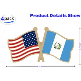 LUSEOAN USA and Guatemala Crossed Double Flag Lapel Pins Small Mini Guatemalan National Friendship Pin Badge, 4PCS