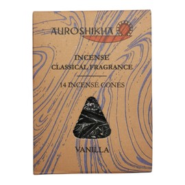 Anandam Auroshikha Incense Cones - 14 Natural Incense Cones - Traditionally Handmade in Indian Ashram - Vanilla