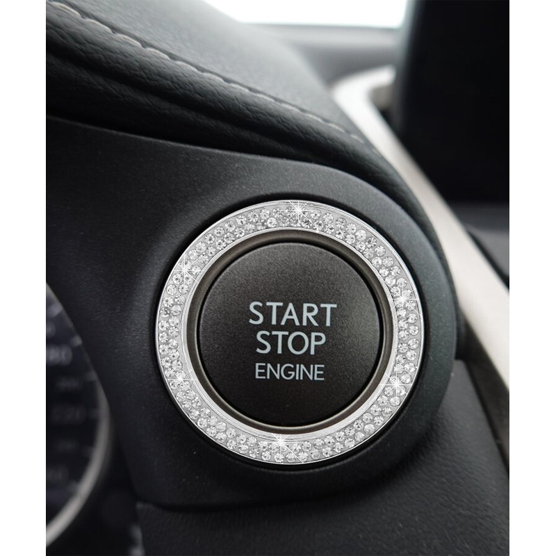 iolory car Start Button Cover,Car Stickers,Crystal Double Rhinestone Automotive Engine