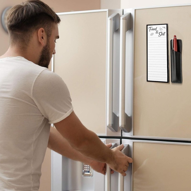 Magnetic Note Pad for Fridge with Pen Holder Grocery List