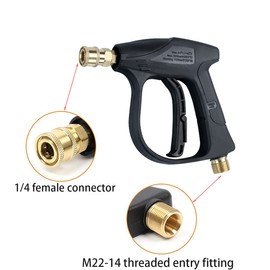 4350 psi High Pressure Power Car Wash Water Gun with 5 Pressure Washer Nozzles. 1/4" Quick Coupler, widely Used for Cleaning Cars, Pools, Windows, Roofs, Sidewalks, Motorcycles, gutters