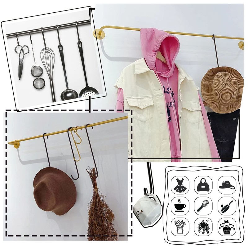 WJUAN Pack of 6 S Hooks, 200 mm Hook for