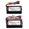 Blomiky 2 Pack 7.4V 1500mAh 15C Li-ion Rechargeable Battery with